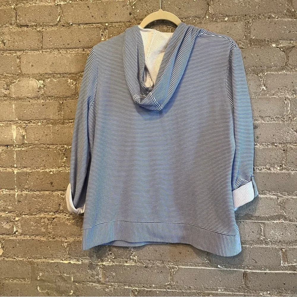 Talbots Navy and White Striped Open-Front Cardigan - Picture 4 of 5